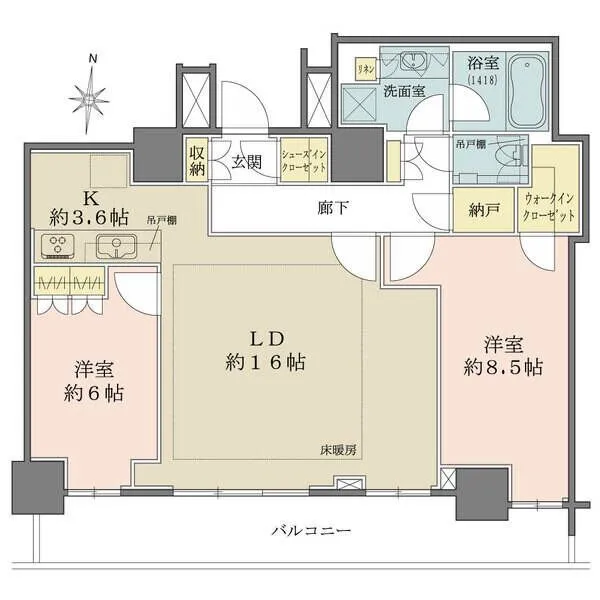 パークハウス清澄白河タワー 全部屋南向き10メートル超のワイドスパンバルコニー、収納豊富（納戸・WIC・SIC）
