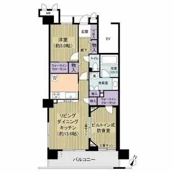 専有面積61.30m2、2LDK