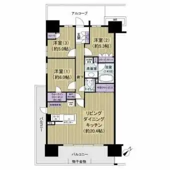 12階　3LDK　８２平米　角部屋