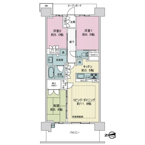 ＢｒｉｌｌｉａＣｉｔｙ横浜磯子Ｅ棟 間取図