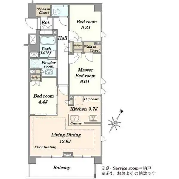 Ｂｒｉｌｌｉａ旗の台 間取図