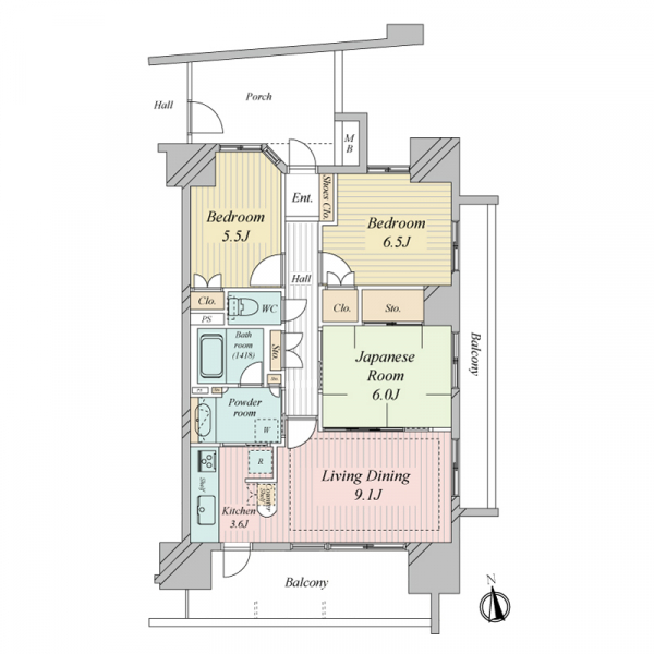 オーベルグランディオ萩中 間取図