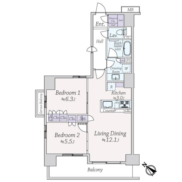 サンリヤン横浜鶴見ブランシエラ 間取図