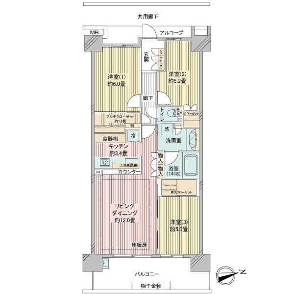 シャリエ朝霞グランフィールド 間取図