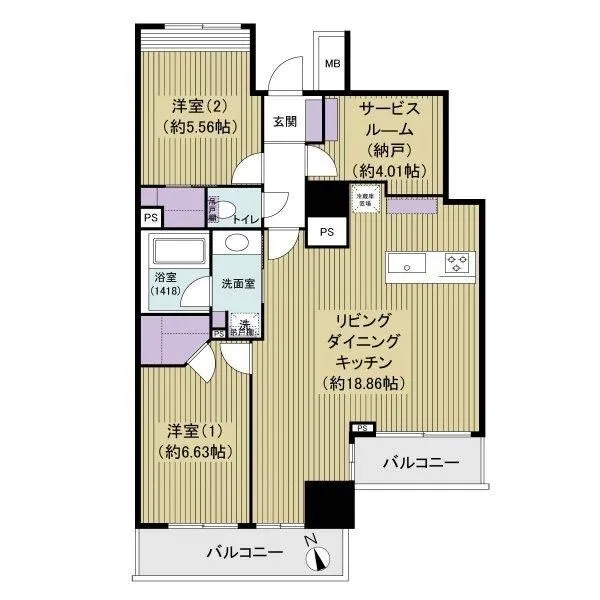 千住ミルディスII番館 間取図