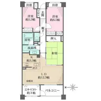 リビングダイニングに床暖房あり、使い勝手良好のコンサバトリー(約3.0帖)、各居室に収納スペースあり