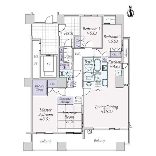 西宮マリナパークシティ・港のまちハーバーヴィラ南棟 間取図
