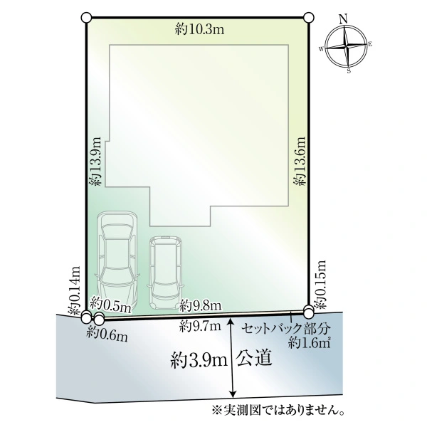 柏市酒井根４丁目 南側約10.3ｍのゆとりある間口で約3.9m公道に接する整形地です