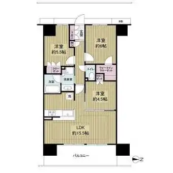 3LDK、専有面積67.84m2のお部屋です♪