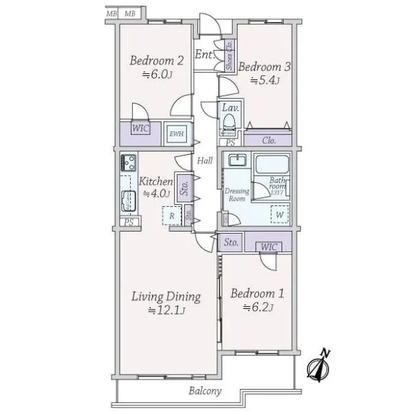 ル・アール東林間　ＴＨＥ　ＲＥＳＩＤＥＮＣＥ 間取図