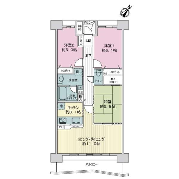 ライオンズマンション千葉グランドタワー 間取図