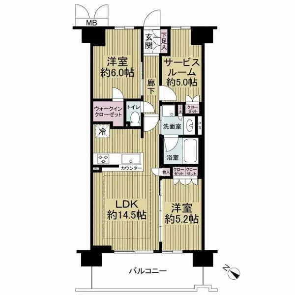 シャリエ大津膳所 約67m2の2LDK＋S＋WIC付き！