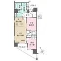 ザ・パークハウス赤羽フロント 2階部分　南西向き角部屋　２LDKファミリータイプの使いやすい間取り　全居室クローゼット有り