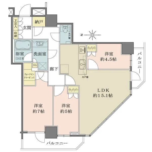 パークハウス清澄白河タワー 専有面積74.16m2、27階部分、南西角部屋、3LDK＋納戸＋ウォークインクローゼット