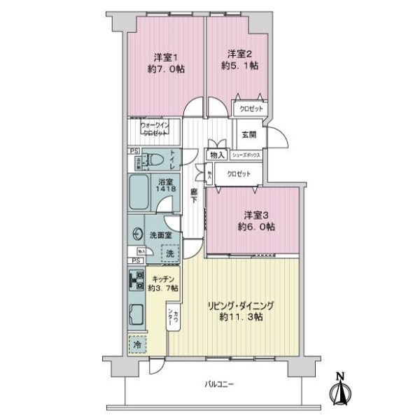 メイフェアパークス溝の口Ａ棟 間取図