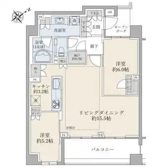 ７０．８７平米の２ＬＤＫ＋納戸＋ウォークインクローゼット