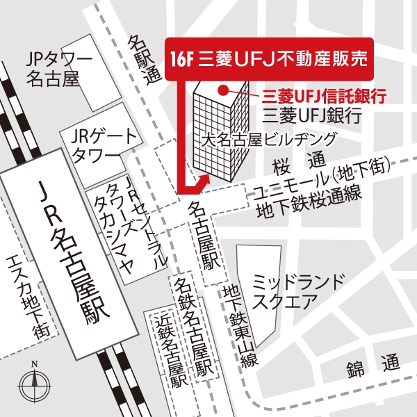 アクセスマップ・名古屋駅前センター｜三菱UFJ不動産販売