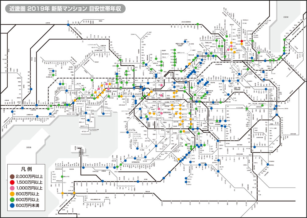 近畿圏　2019年　新築マンション　目安世帯年収