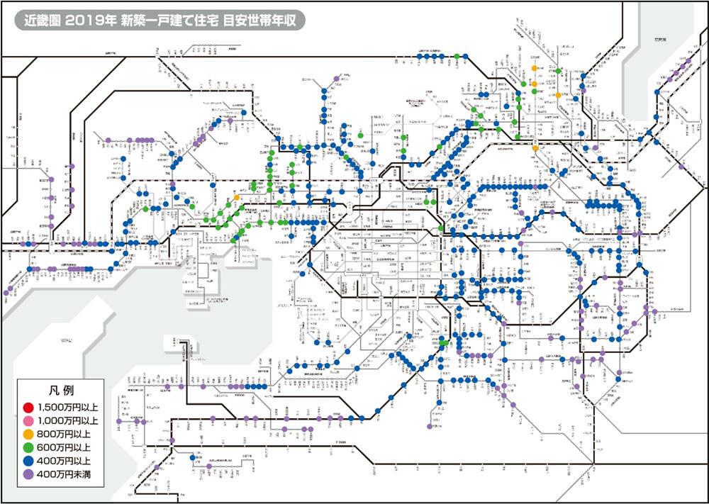 近畿圏　2019年　新築一戸建て住宅　目安世帯年収